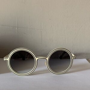 Handmade Italian Round Sunglasses, Black & White surreal-esque style